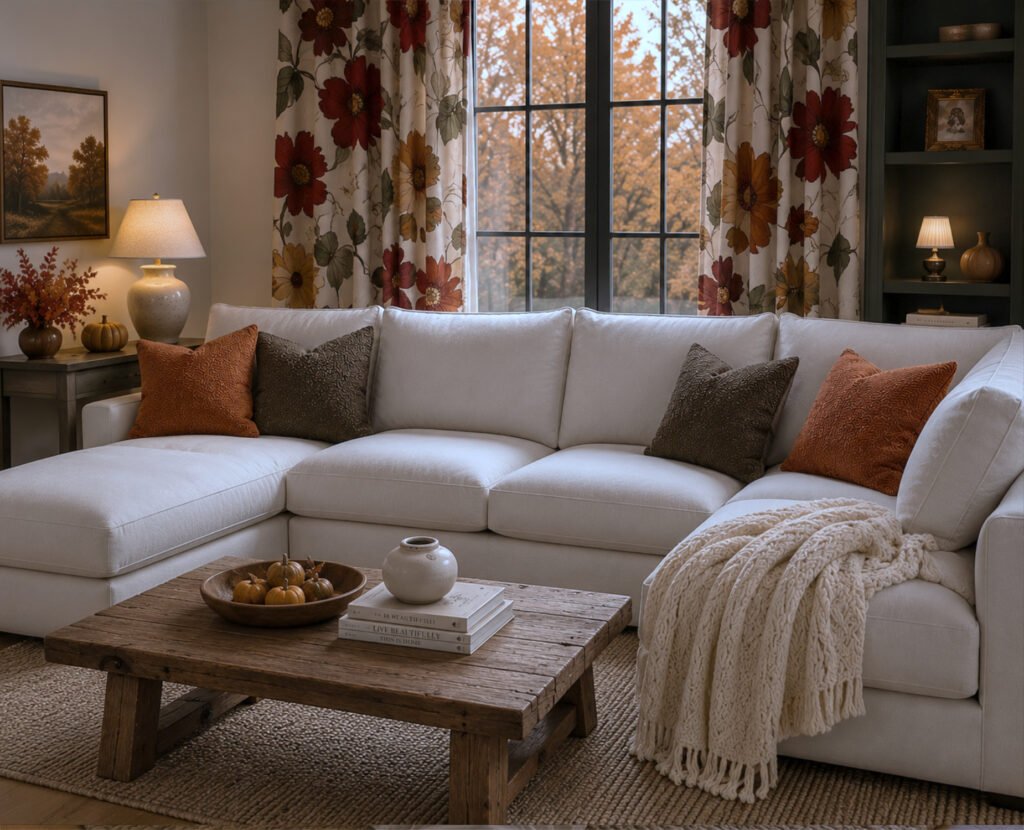 autumn curtains, fall floral curtains