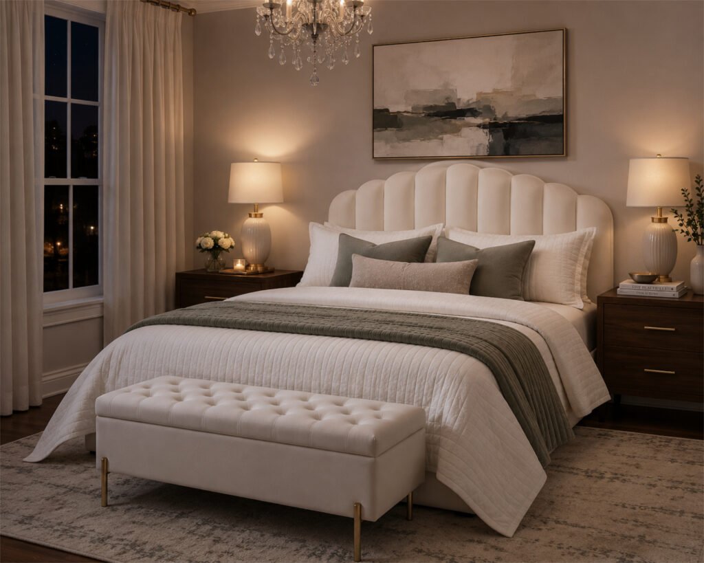 cream velvet bench for the bedroom Amazon finds